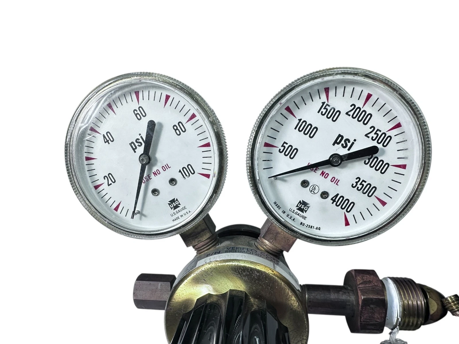 TWO Veriflo 11500870 DECRA Dual Gauge Gas Regulator 4000 PSI USA — photo 8 of 8