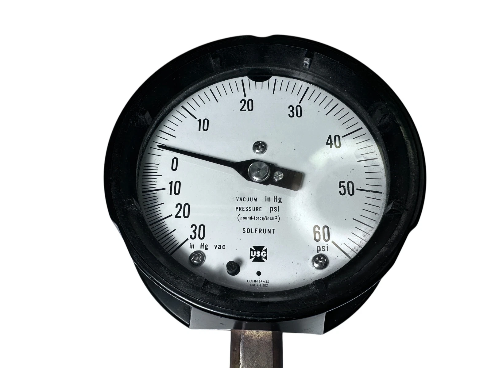 USG Solfrunt Vacuum Pressure Gauge 30 inHg / 60 PSI Dual Scale USA — photo 2 of 4