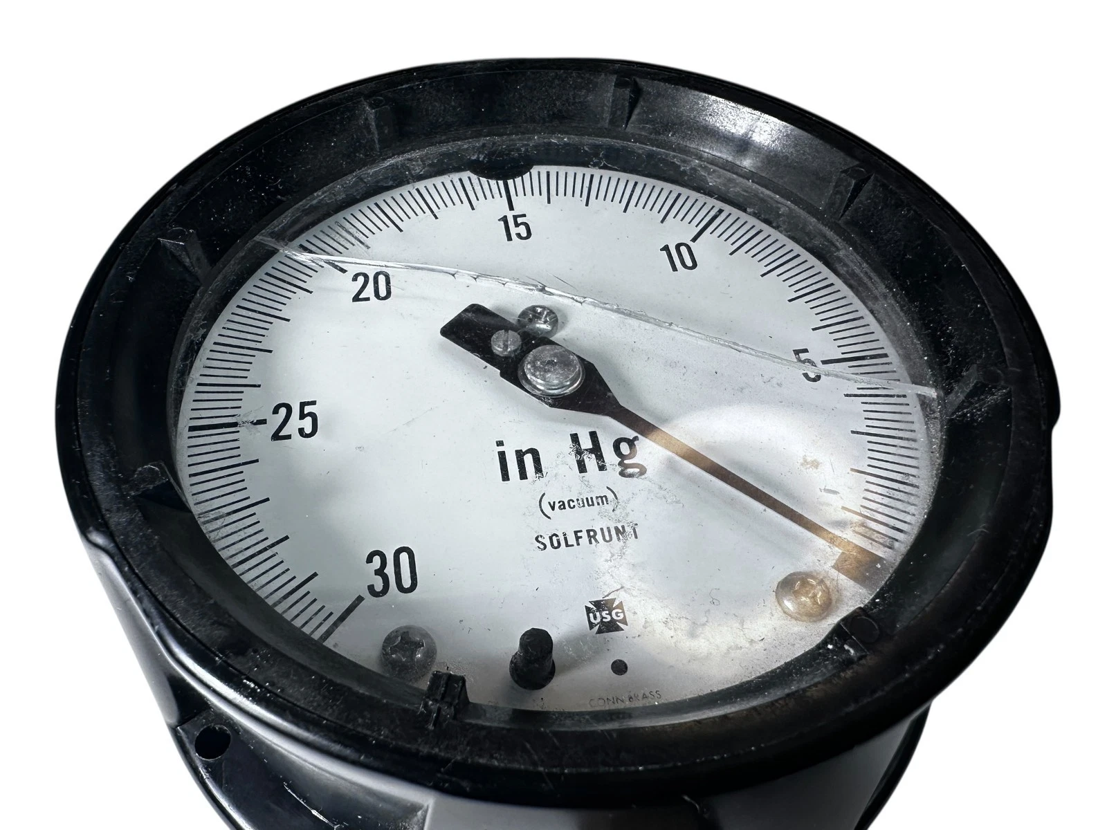 USG Solfrunt 0–30 inHg Vacuum Gauge Industrial Brass Connection USA — photo 2 of 5