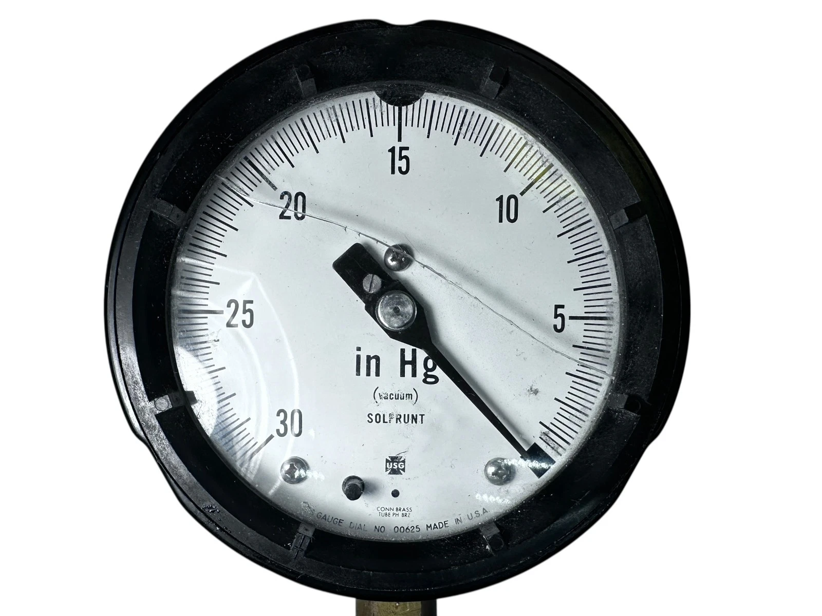 USG Solfrunt 0–30 inHg Vacuum Gauge Industrial Brass Connection USA — photo 3 of 5