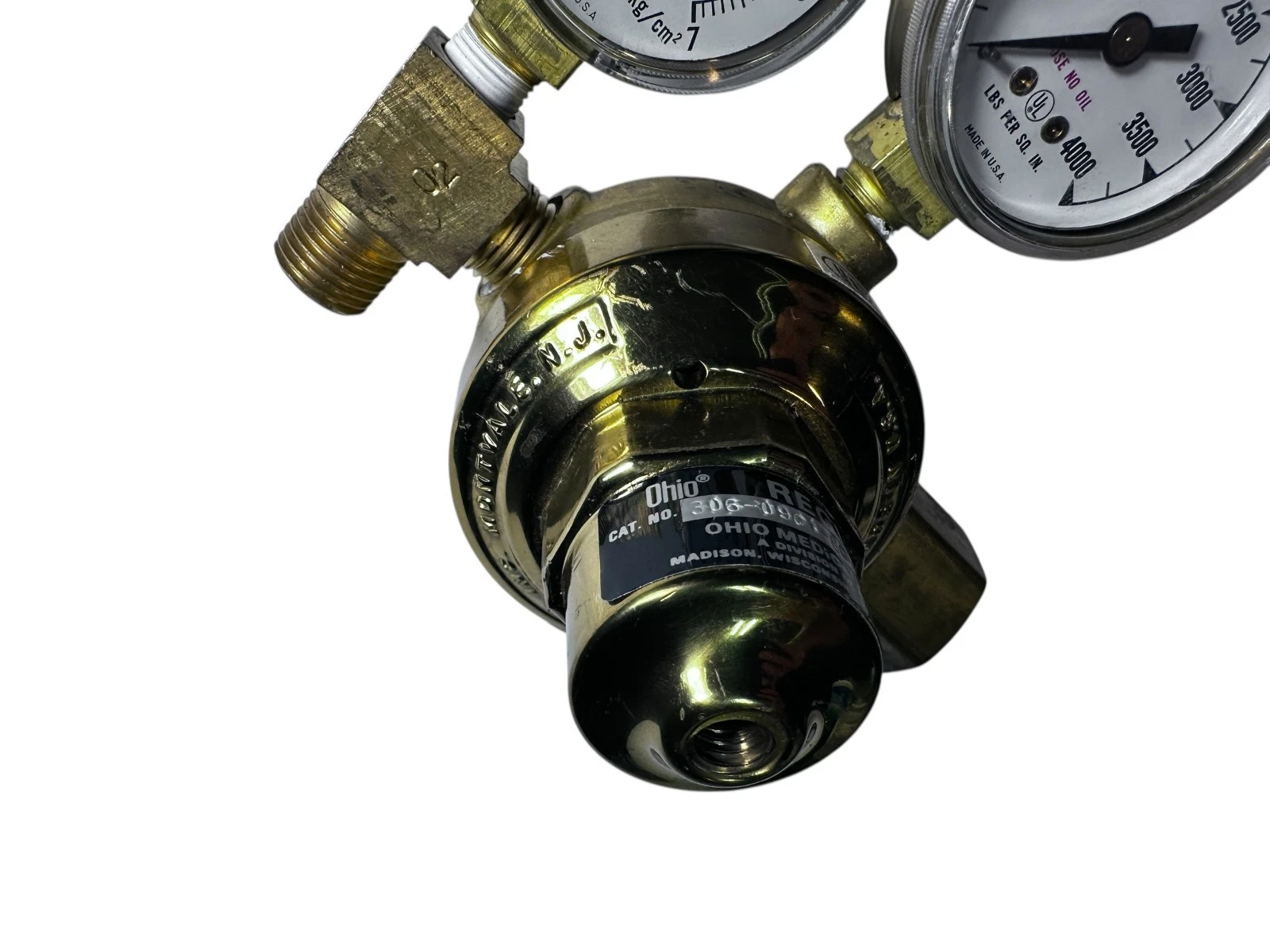 Ohio Medical 306-0901-800 Oxygen Regulator Dual Gauge Brass 4000 PSI USA — photo 4 of 9