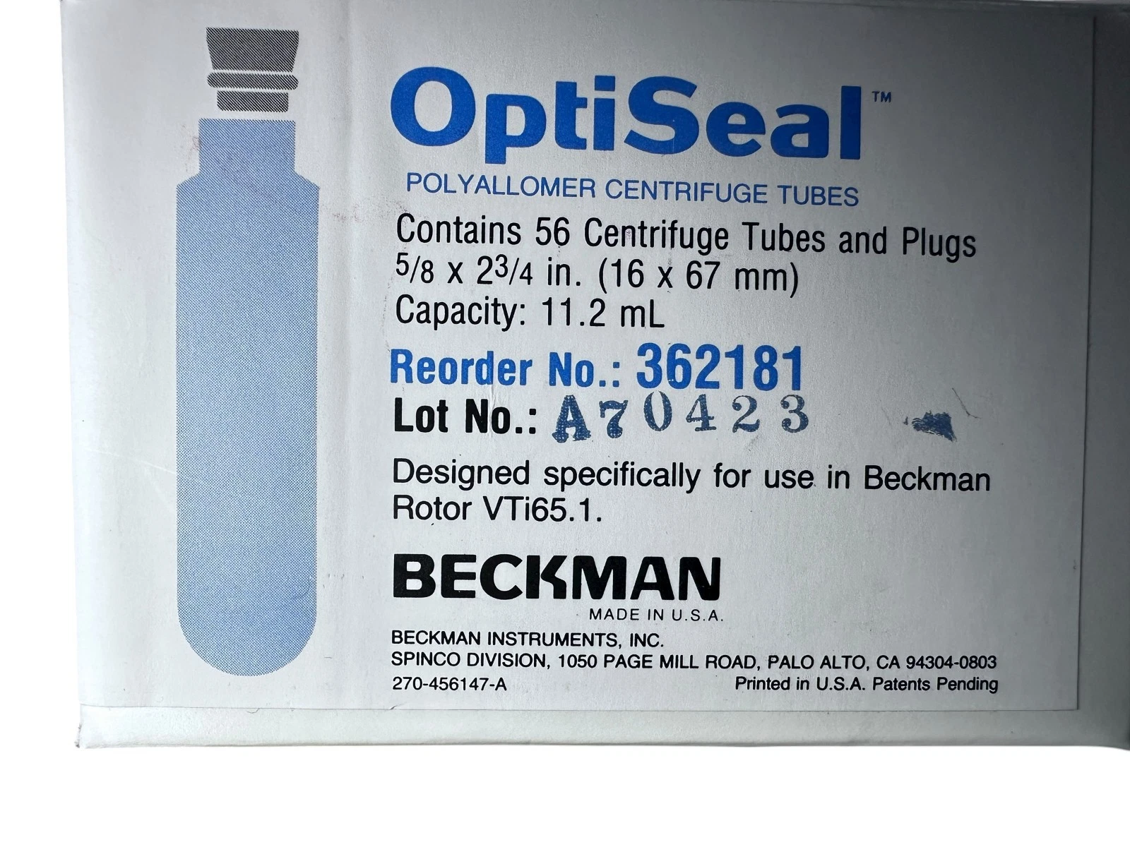 Beckman OptiSeal 11.2mL Centrifuge Tubes 56ct w/ Plugs 362181 – NOS USA — photo 4 of 5