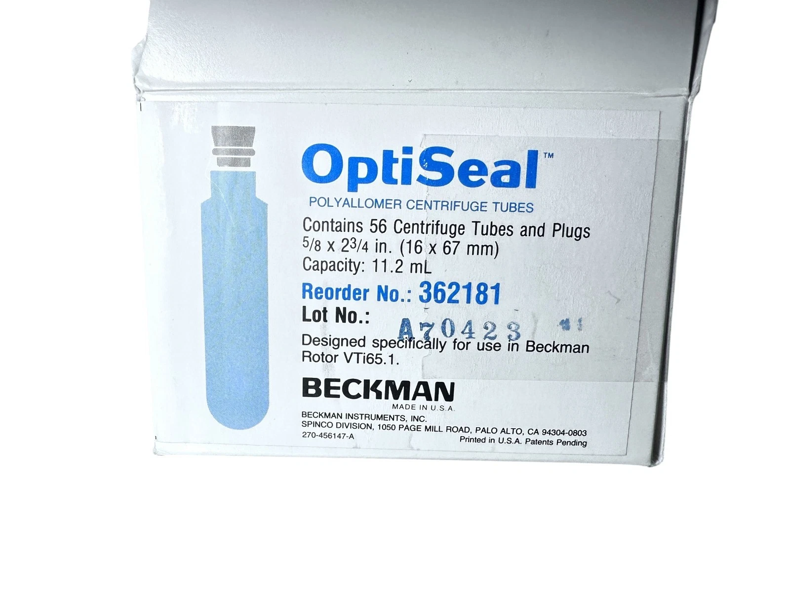 NEW Beckman OptiSeal Polyallomer Centrifuge Tubes – 11.2 mL (362181) – Box of 56 — photo 3 of 4