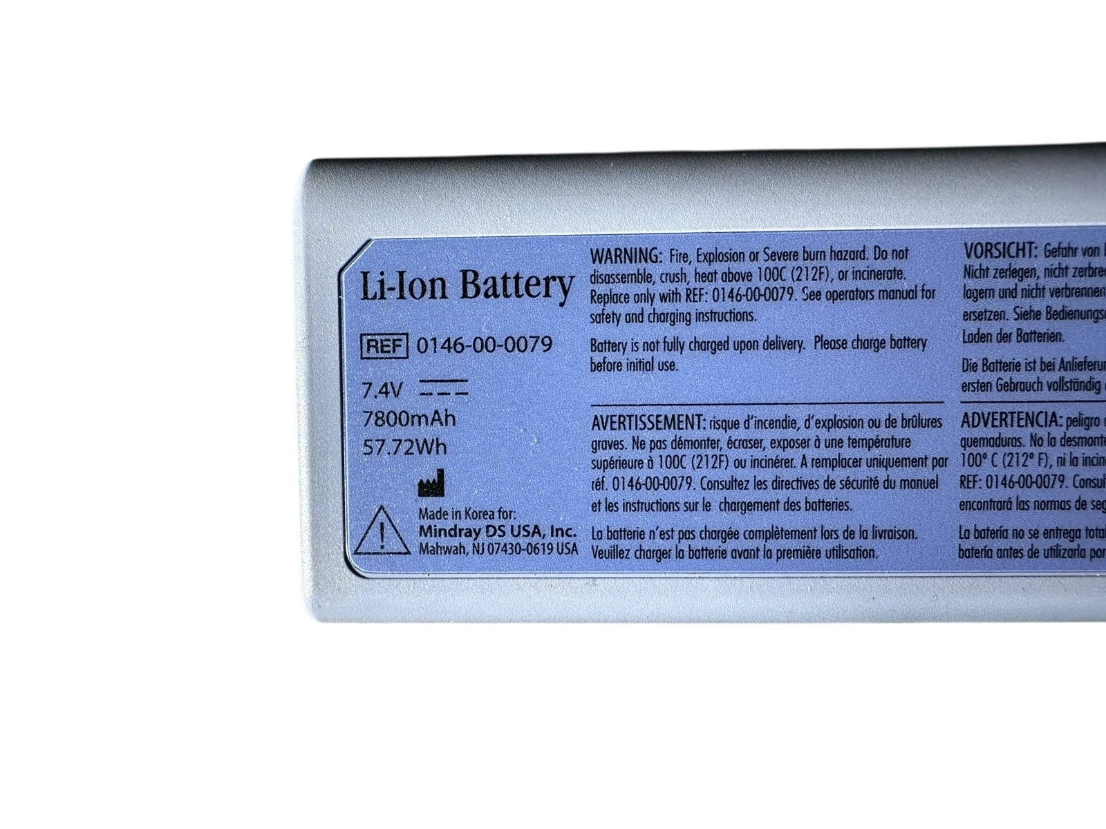 Mindray Li-Ion Battery REF 0146-00-0079 – 7.4V 7800mAh 57.72Wh –Mindray Duo — photo 3 of 4