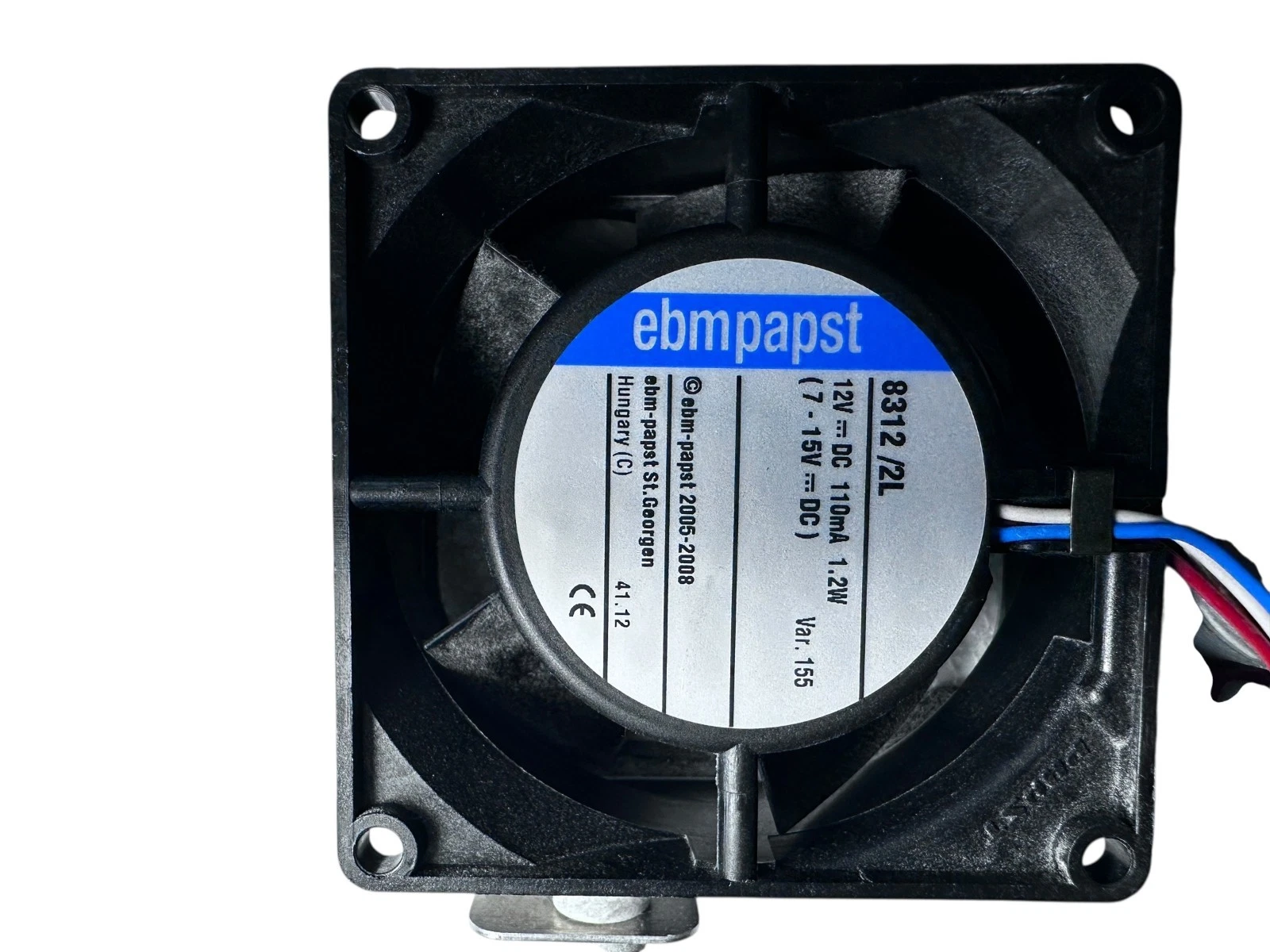 EBM-Papst 8312/2L Cooling Fan Assembly | 12V DC | BK Medical OEM — photo 2 of 5