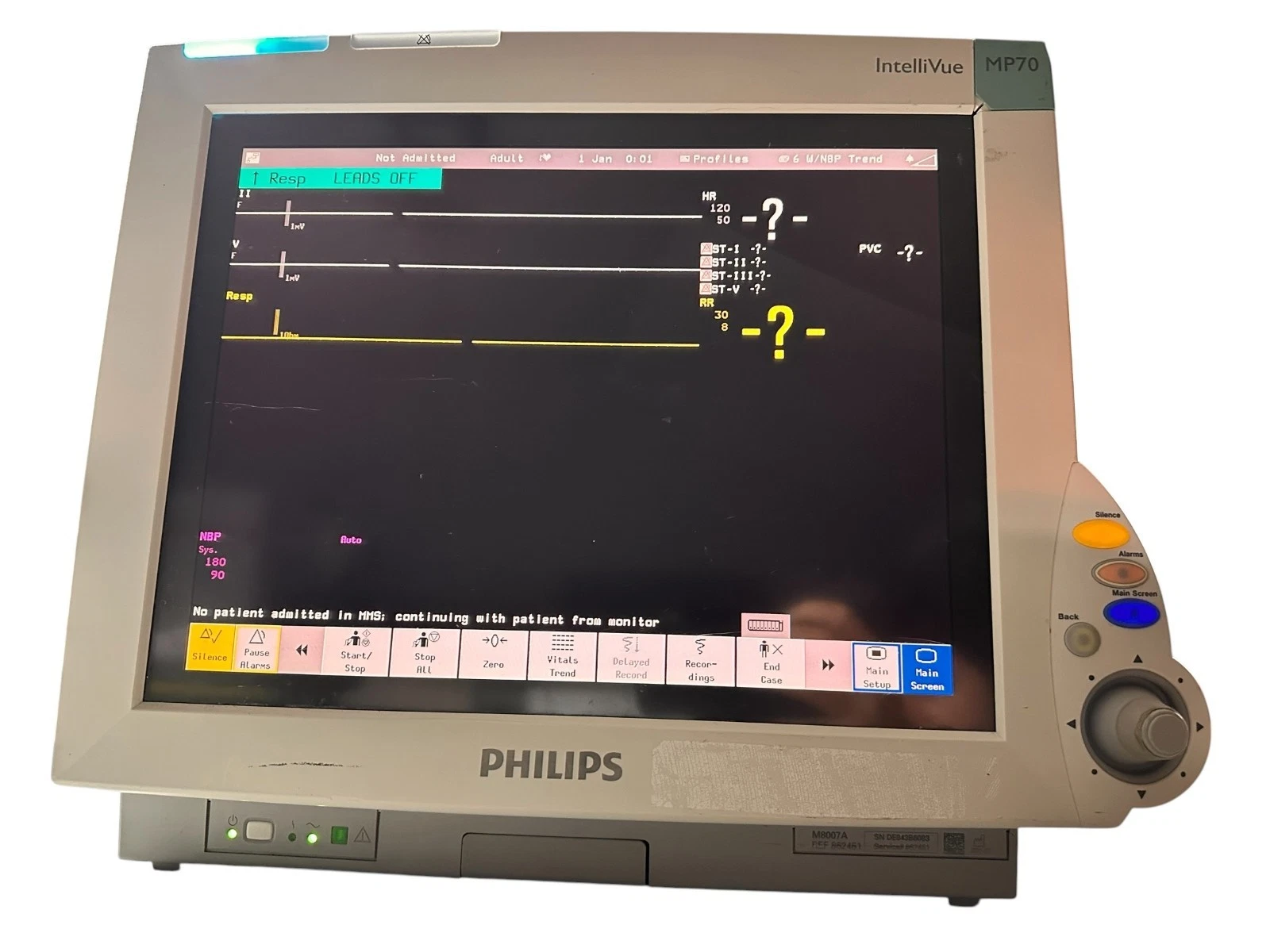 Philips IntelliVue MP70 Patient Monitor M8007A w/ Power Supply Tested Boots Up — photo 2 of 8