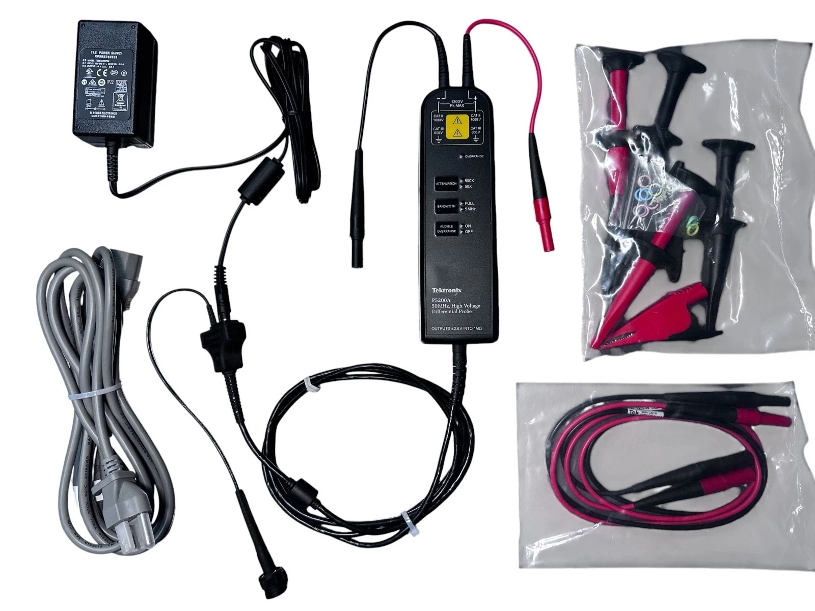 Tektronix P5200A High Voltage Differential Probe 50MHz 50X/500X NEW w/extras available from Noble Lab Trade