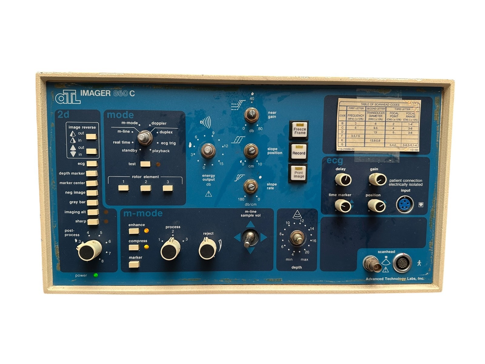 ATL Imager 860C Diagnostic Ultrasound Control Console – Vintage Medical Imaging available from Noble Lab Trade