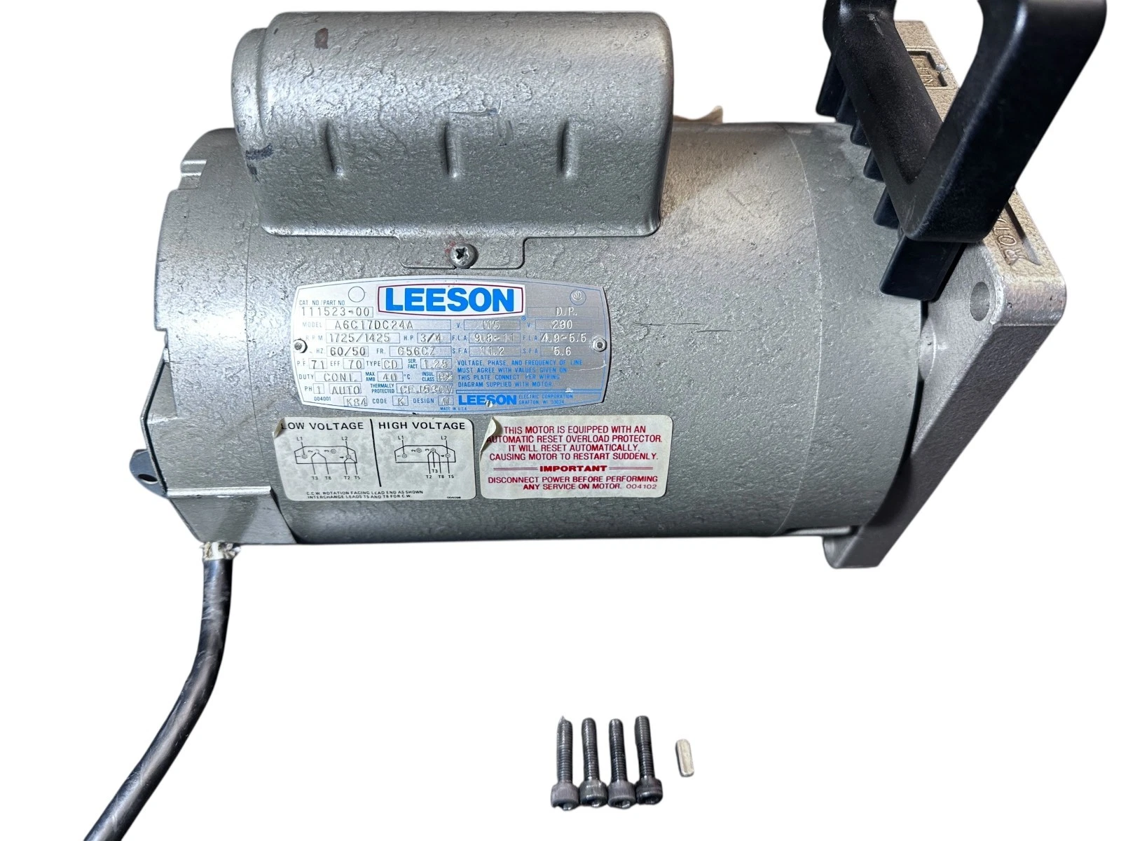 Leeson Electric Motor A6C17DC24A – 3/4 HP, 115/230V – from Edwards E2M-12 Pump available from Noble Lab Trade
