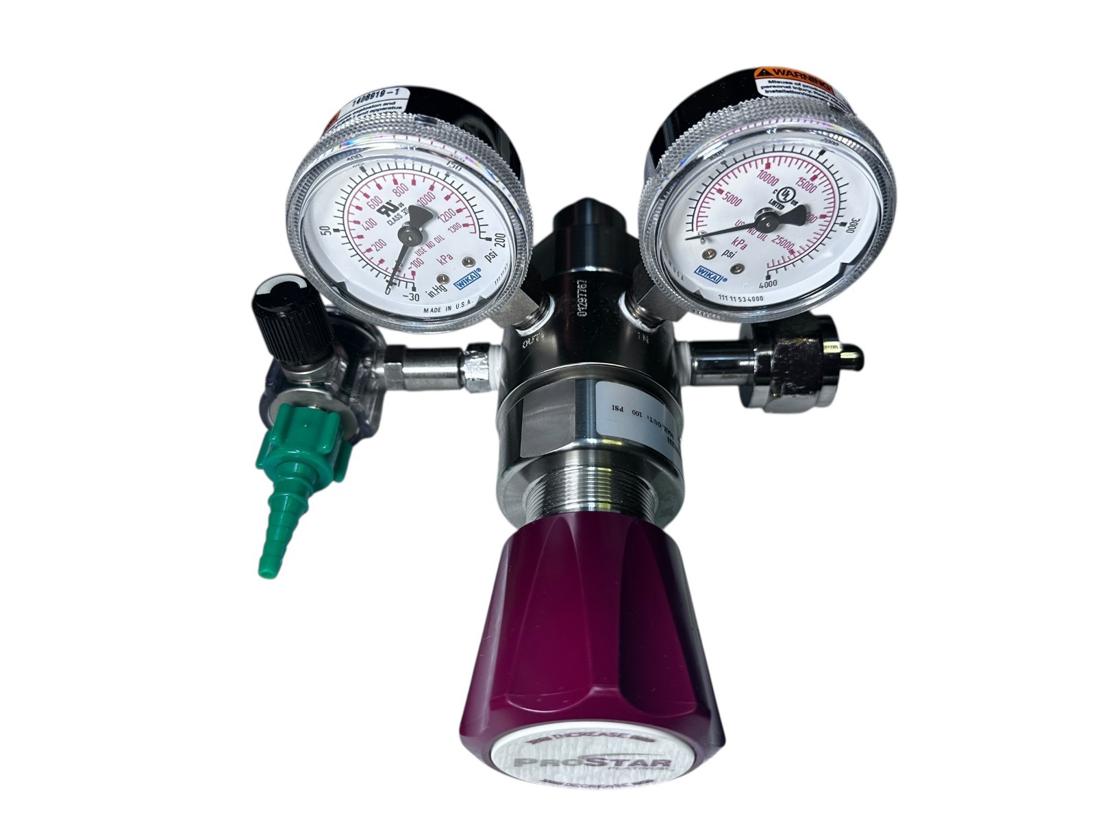 ProStar PRS301233 Regulator 3000 PSI 100 PSI WIKA Dual Gauge Ohmeda Flowmeter available from Noble Lab Trade