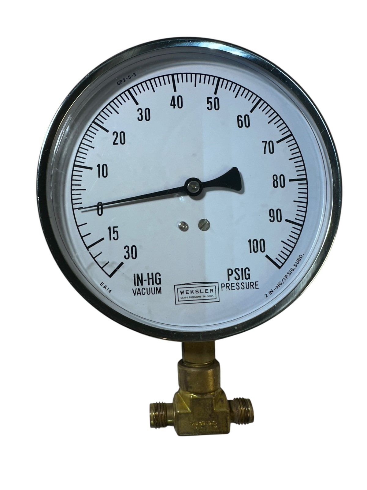 Weksler 4.5" Pressure Vacuum Gauge 0-100 PSIG / 30 IN-HG W/Fittings Tested available from Noble Lab Trade