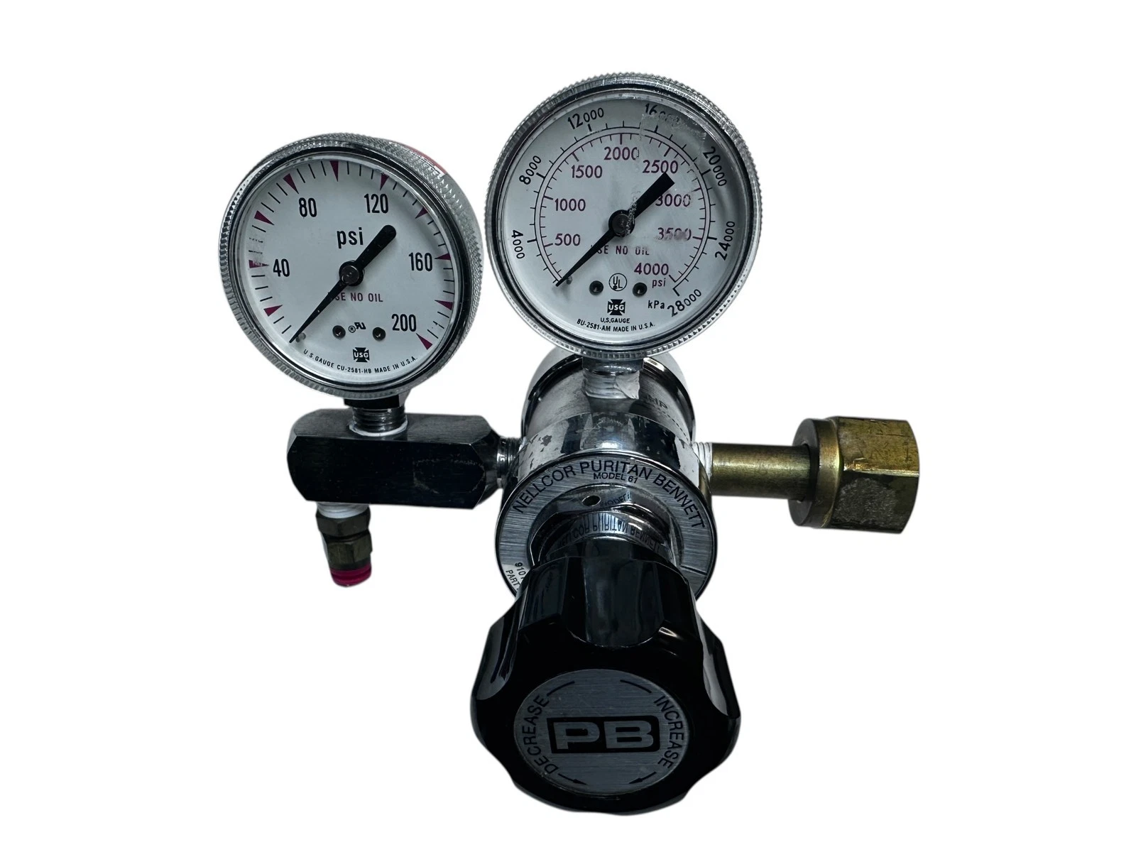 Nellcor Puritan-Bennett Model 61 O₂ Regulator Dual Gauge 0–4000 PSI available from Noble Lab Trade