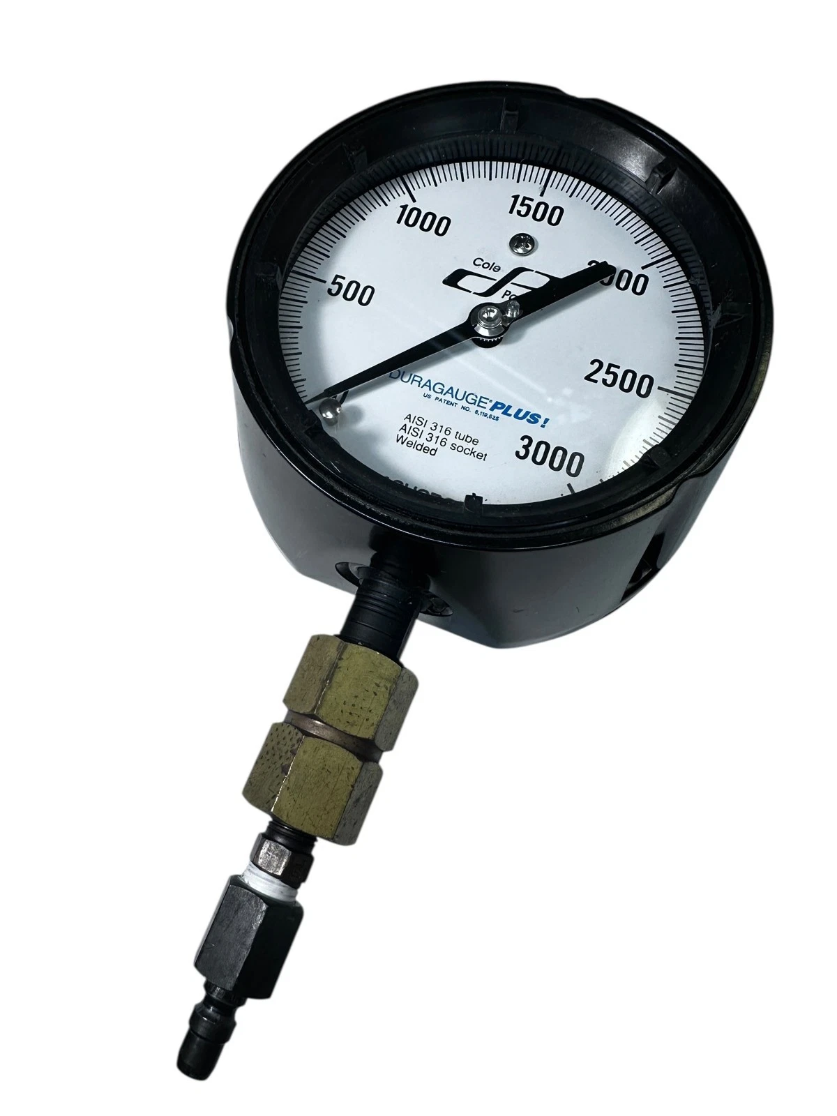 Cole-Parmer Ashcroft Duragauge Plus! 3000 PSI AISI 316 Pressure Gauge USA available from Noble Lab Trade