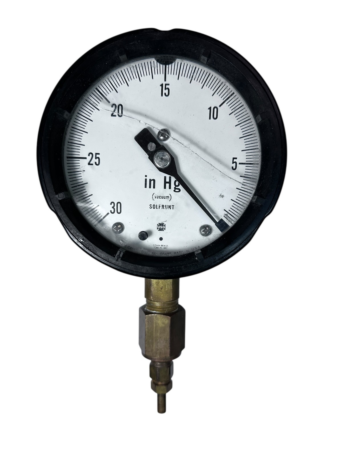 USG Solfrunt 0–30 inHg Vacuum Gauge Industrial Brass Connection USA available from Noble Lab Trade