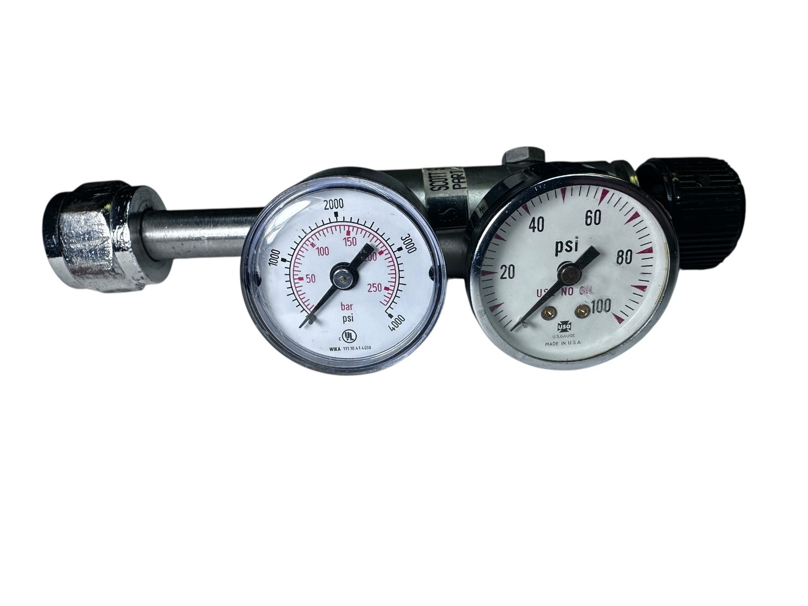 Scott Specialty Gases 5114D346 Regulator Dual Gauge CGA-346 4000 PSI USA available from Noble Lab Trade