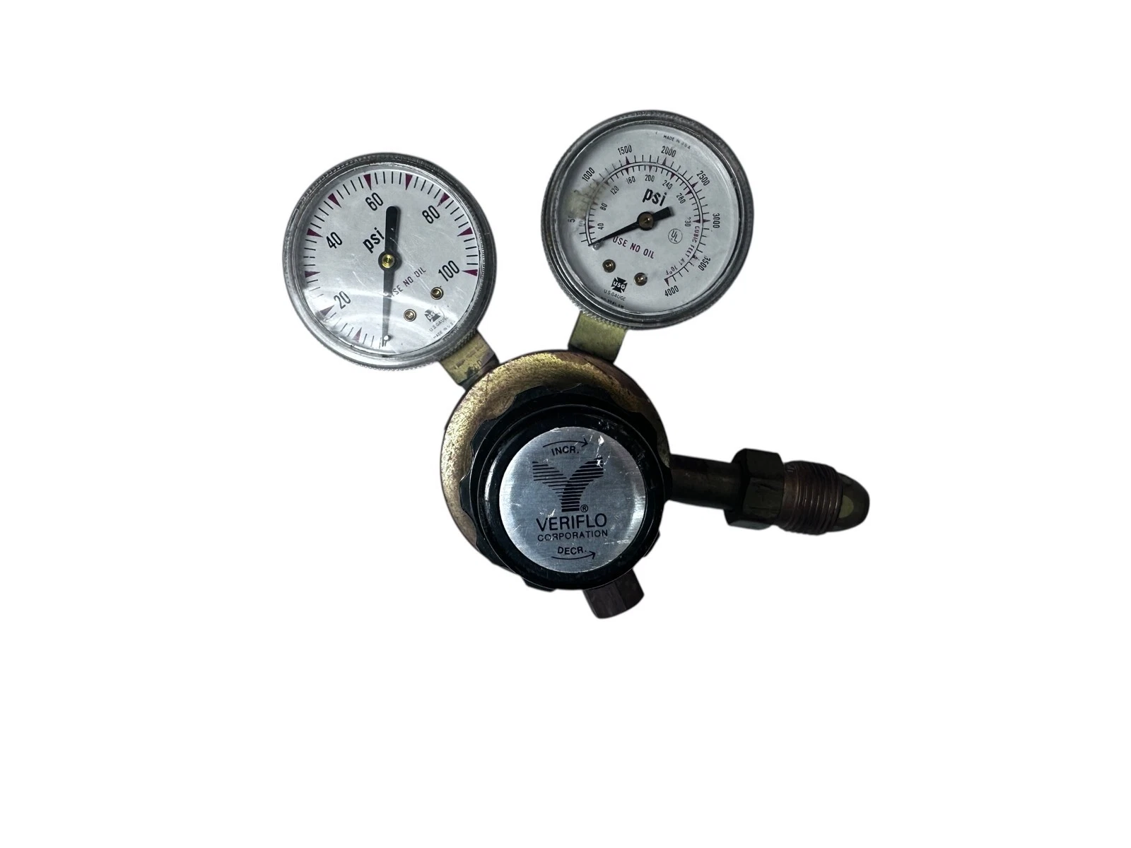 Veriflo 11300718 High Pressure Gas Regulator Dual Gauge 4000 PSI USA available from Noble Lab Trade