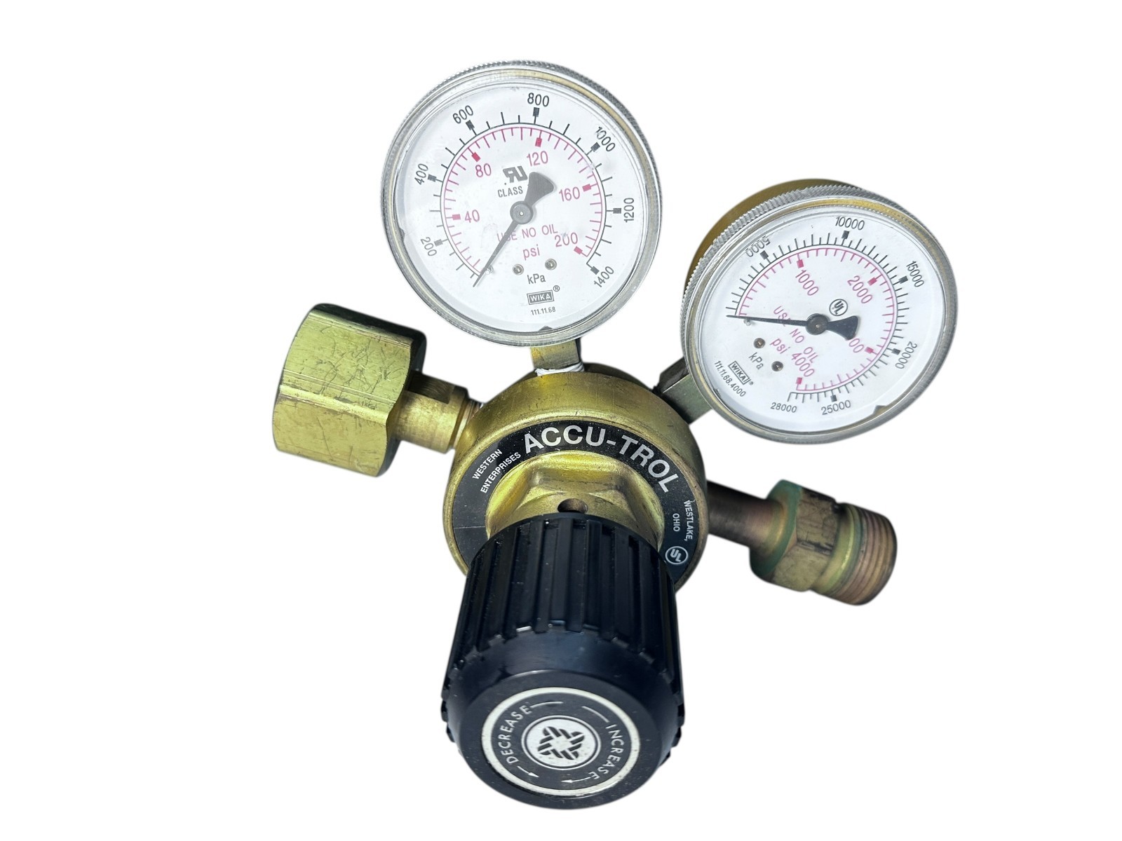 Western Enterprises Accu-Trol RM-7-4 Dual Gauge Gas Regulator 4000 PSI WIKA USA available from Noble Lab Trade