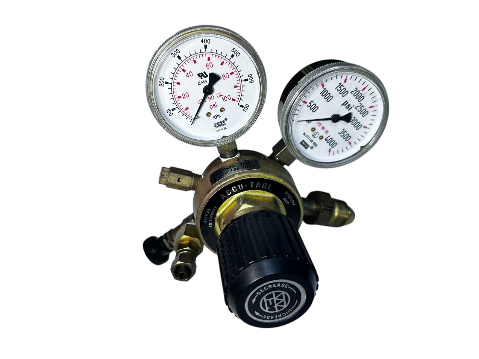 Western Enterprises Accu-Trol 7810 Dual Gauge Gas Regulator 4000 PSI WIKA USA available from Noble Lab Trade