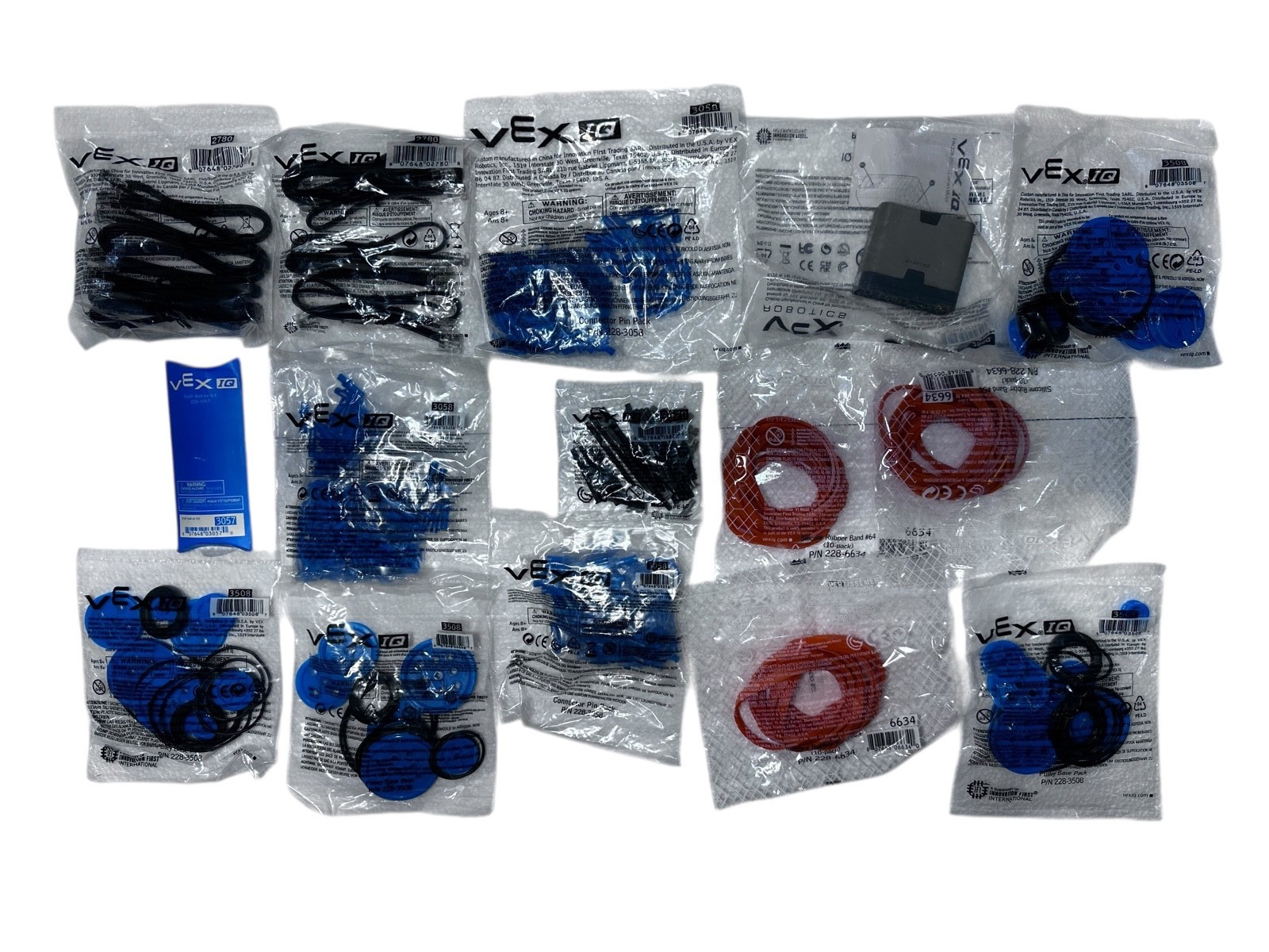 VEX IQ New Old Stock Parts Lot – Connectors, Pulleys, Bands, Cables – Sealed available from Noble Lab Trade