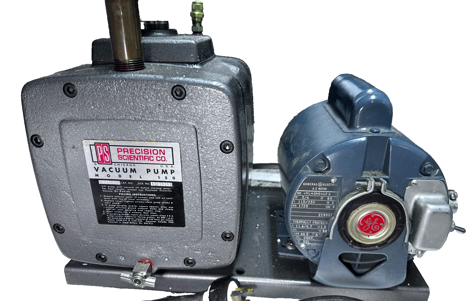 Precision Scientific Model 150 Vacuum Pump | GE 3/4 HP Motor | Tested available from Noble Lab Trade