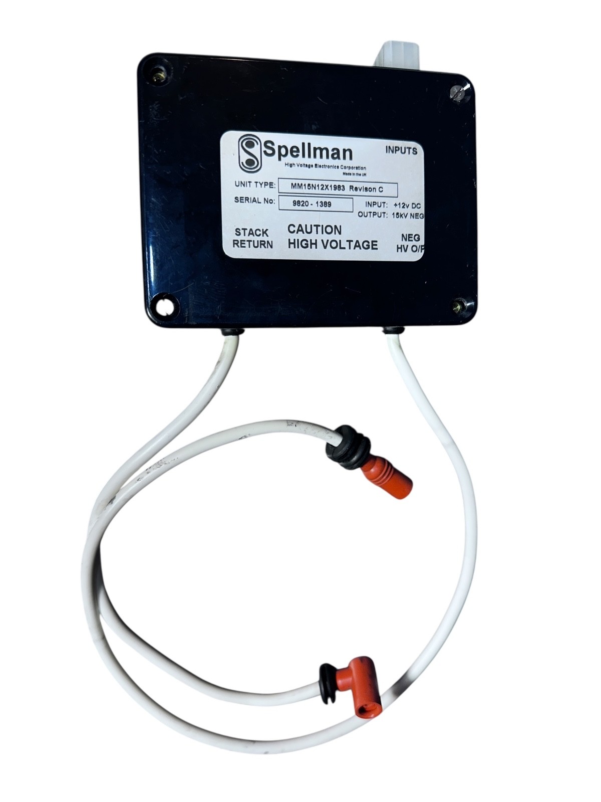 Spellman MM15N12X1983 Rev C HV Power Supply | +12V DC Input |PRISM 310 | 15kV available from Noble Lab Trade